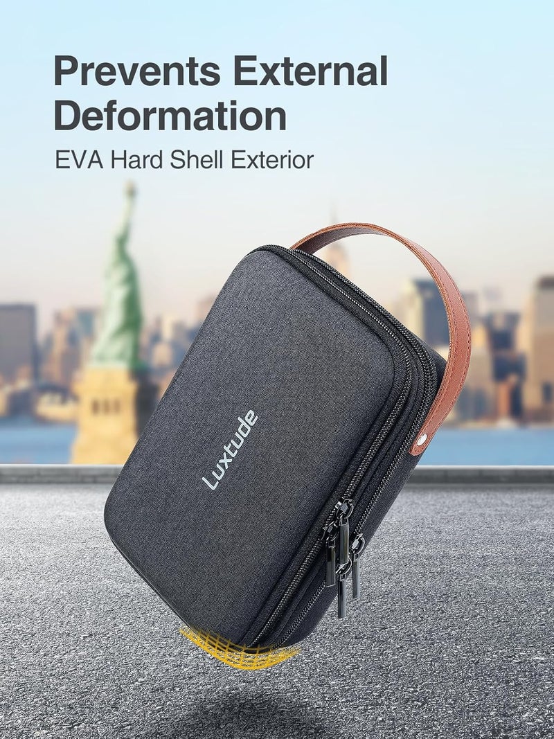 Luxtude Electronic Organizer Travel Case, Portable Tech Organizers, Hard Charger Organizer, Travel Cable Organizers, Tech Bag (Double Layer, Black, Medium) - Image 4